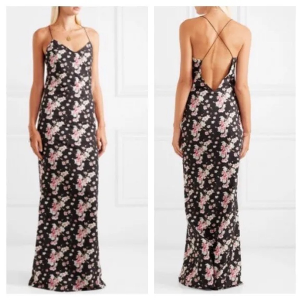 Anthropologie Black Floral Maxi Dress